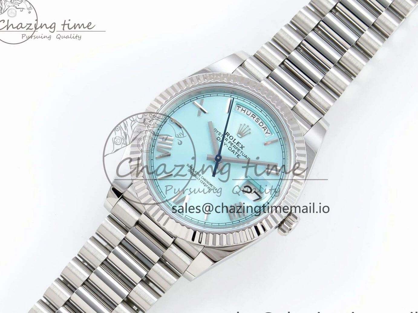 MiroTime 0401 Day Date 40 SS 228236 ARF 1:1 Best Edition Tiffany Blue Roman Dial on President Bracelet VR RelaxedFit 1517